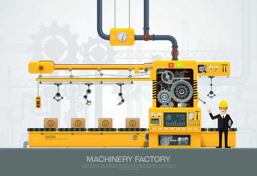 抽象矢量机械工厂的概念插图